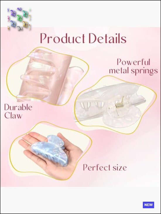 8 Acrylic Hair Claw Clips Bulk Non Slip Strong Hold Banana Barrettes for Thick main image 6